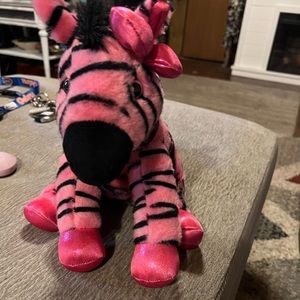 Aurora World Girlz pink and black stuffed zebra